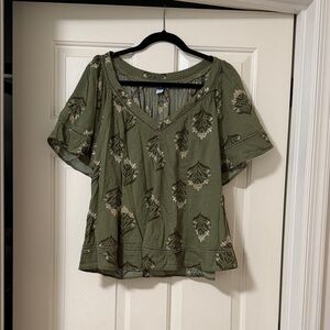 Old Navy Green Floral Women's Top